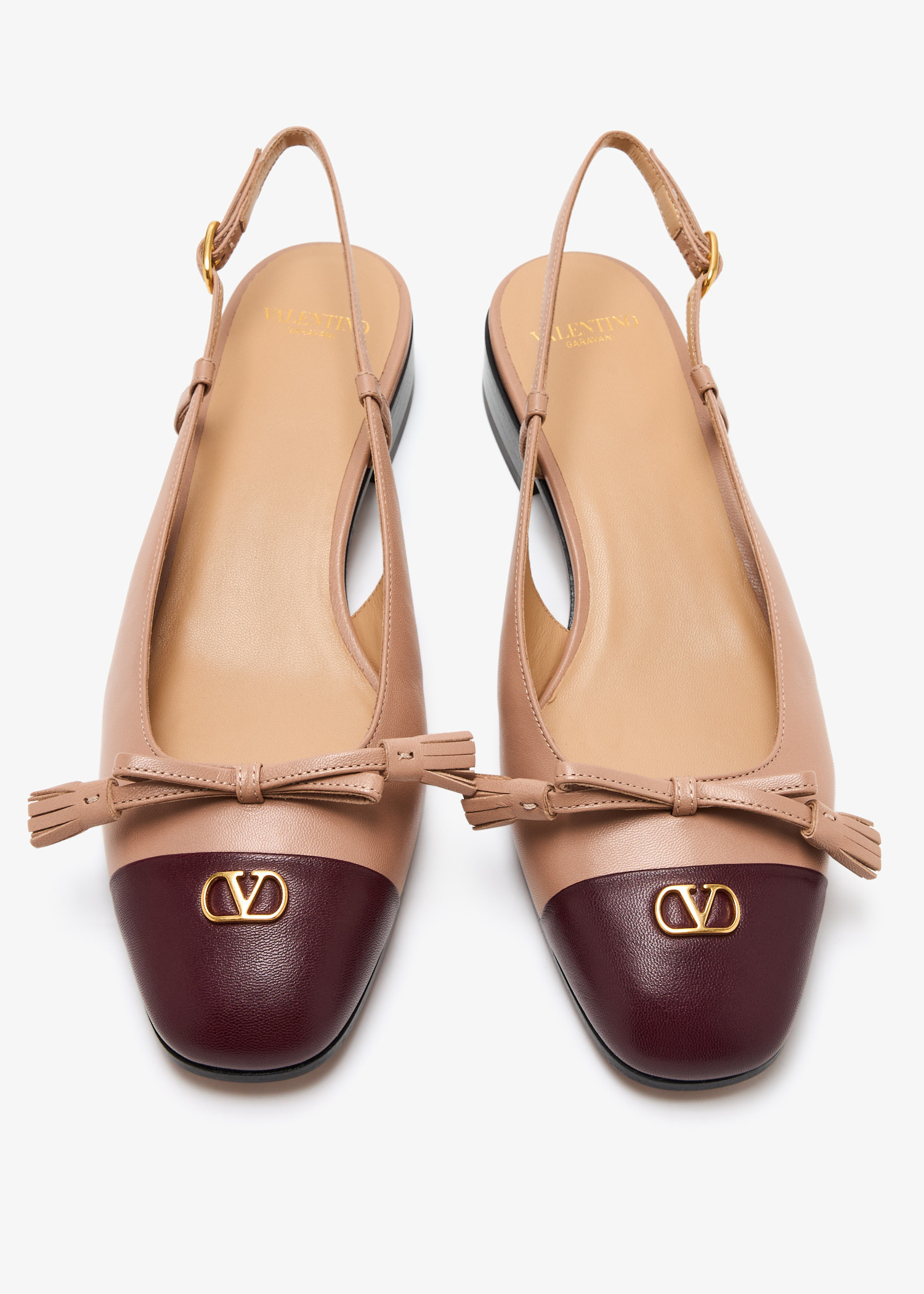 バレエシューズ VALENTINO TWO-TONE LEATHER VALET DU ROE BALLERINAS Valentino Garavani Two-Tone Leather Valet Du Roe Ballerina