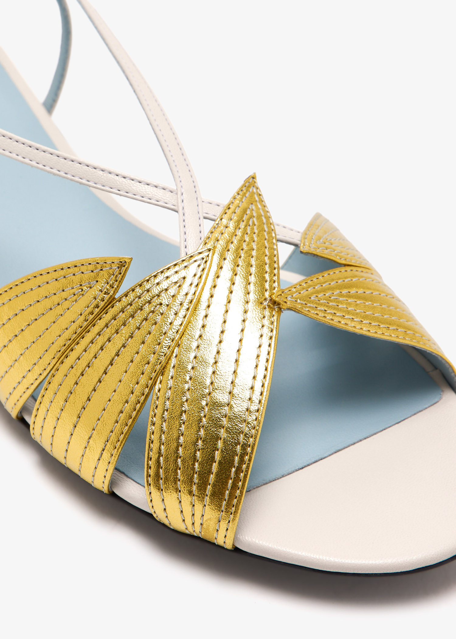 サンダル・ミュール VALENTINO GARAVANI Ivory Leather Foliefoliage Sandals Foliefoliage metallic leather mules in white - Valentino