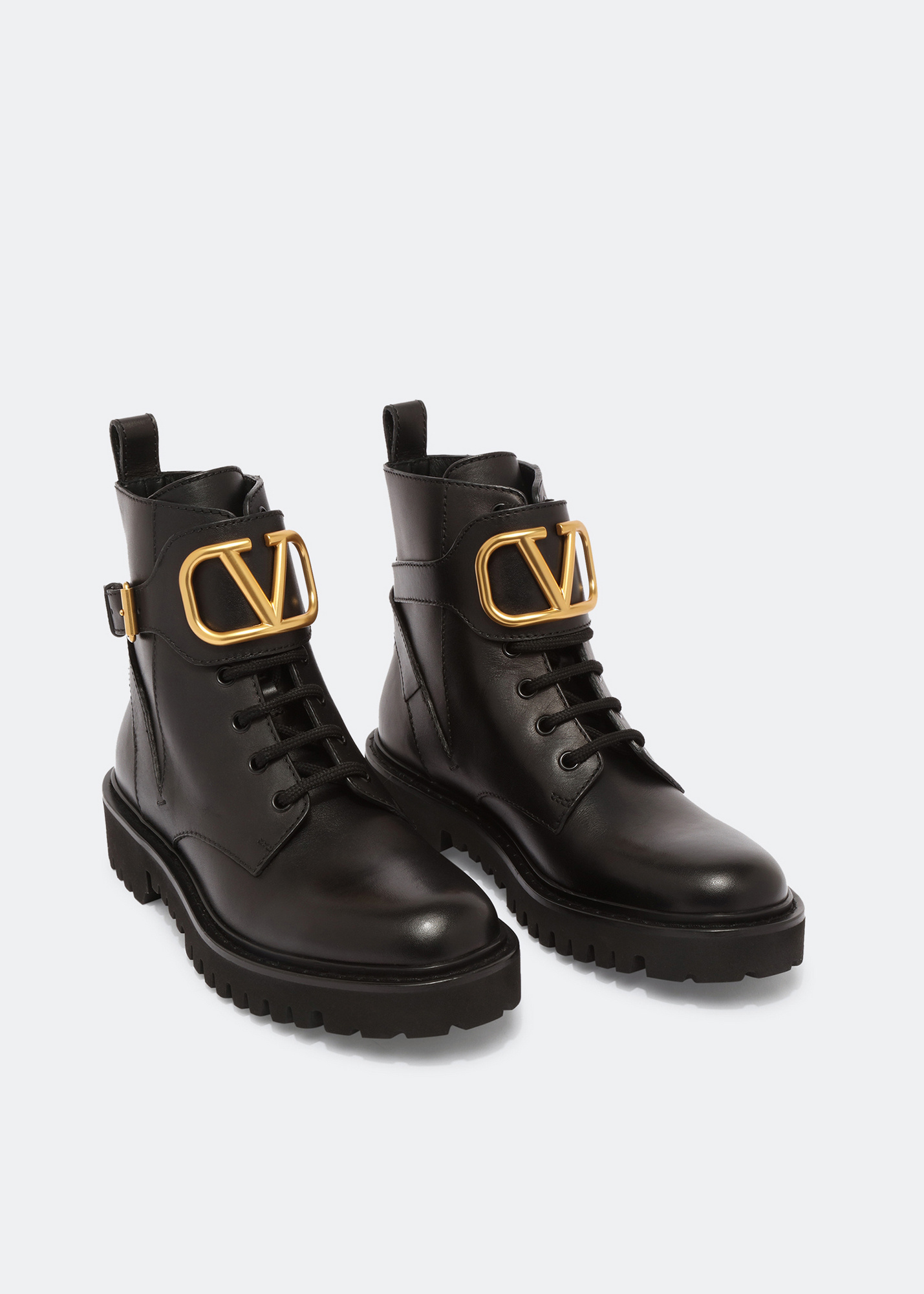 ロングブーツ Valentino Garavani Black Leather And Rubber Vlogo Boots Luxury women's boots - Valentino Garavani black leather