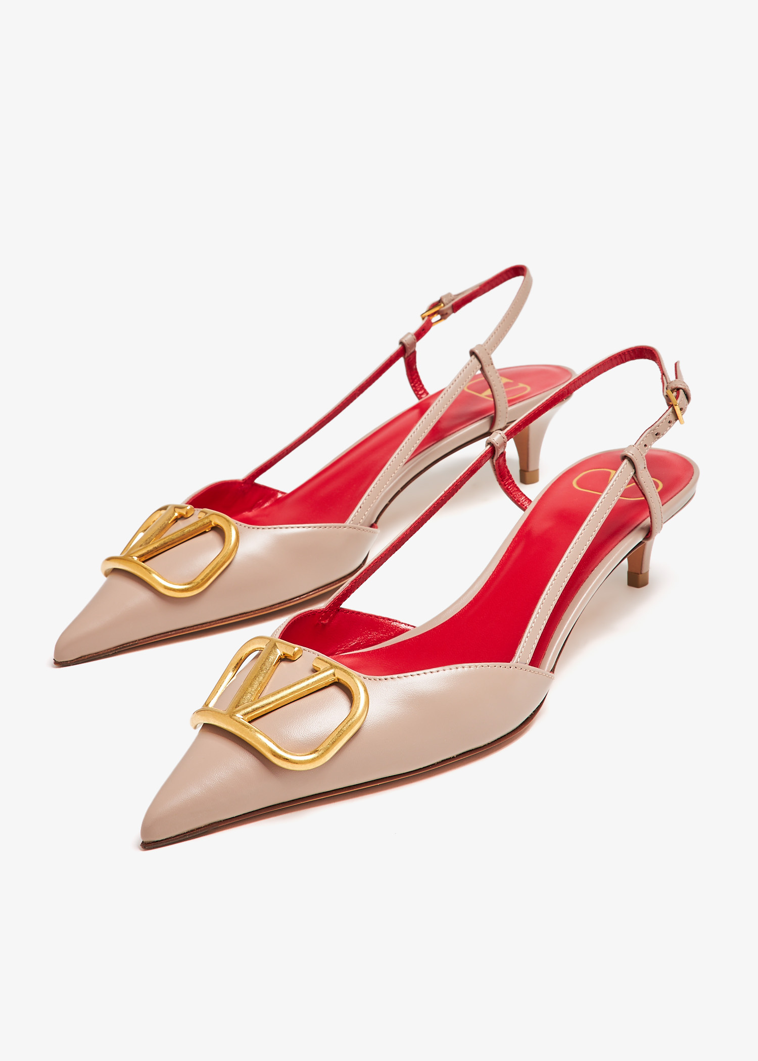 Valentino Garavani女士VLogo 皮革高跟鞋- 米色阿联酋| Level Shoes