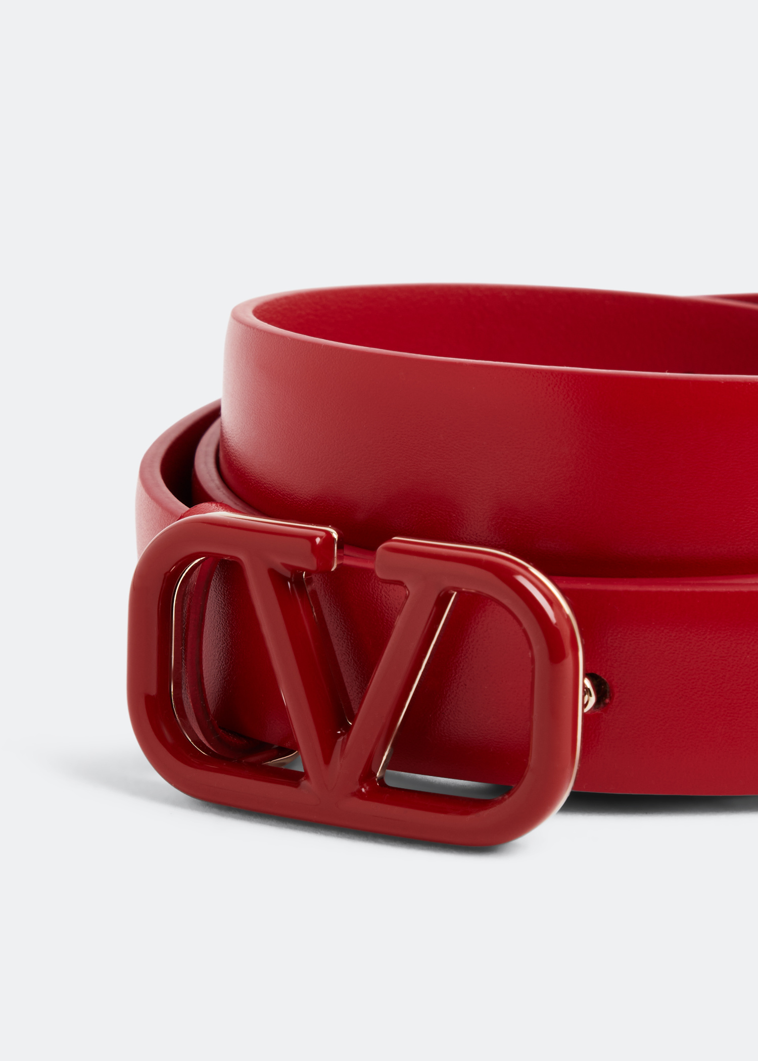 Valentino Garavani The Bold Edition VLOGO Leather Belt Burgundy Red Valentino Leather Belts for Women | eBay main image 2