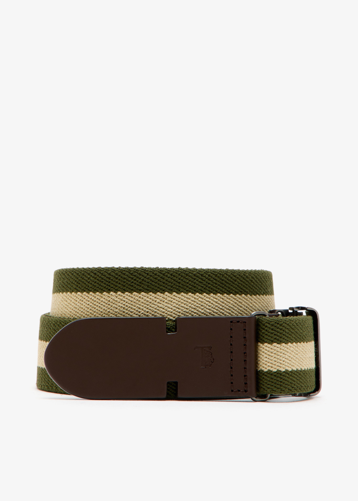 TOD\'S Belt Canvas Leather Green Silver HW Belt Khaki Beige Stitching XCMCP770100HGR01L7-12.jpg main image 2