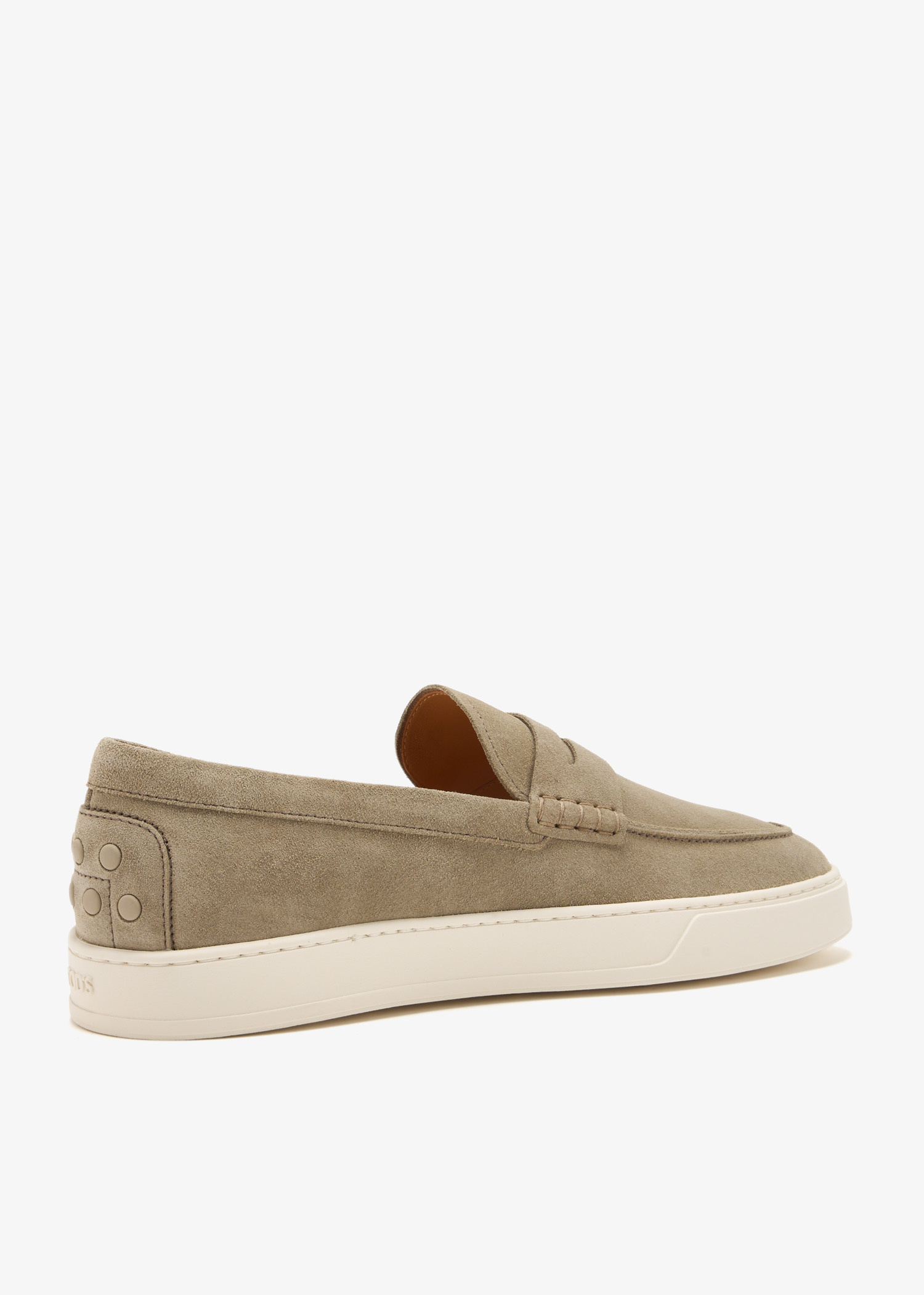 Tod\'s Suede Penny Loafer Men’s Size UK 6.5 - US 8 Taupe Beige Italian Preppy Suede Beige Dress Shoes for Men for sale | eBay main image 3