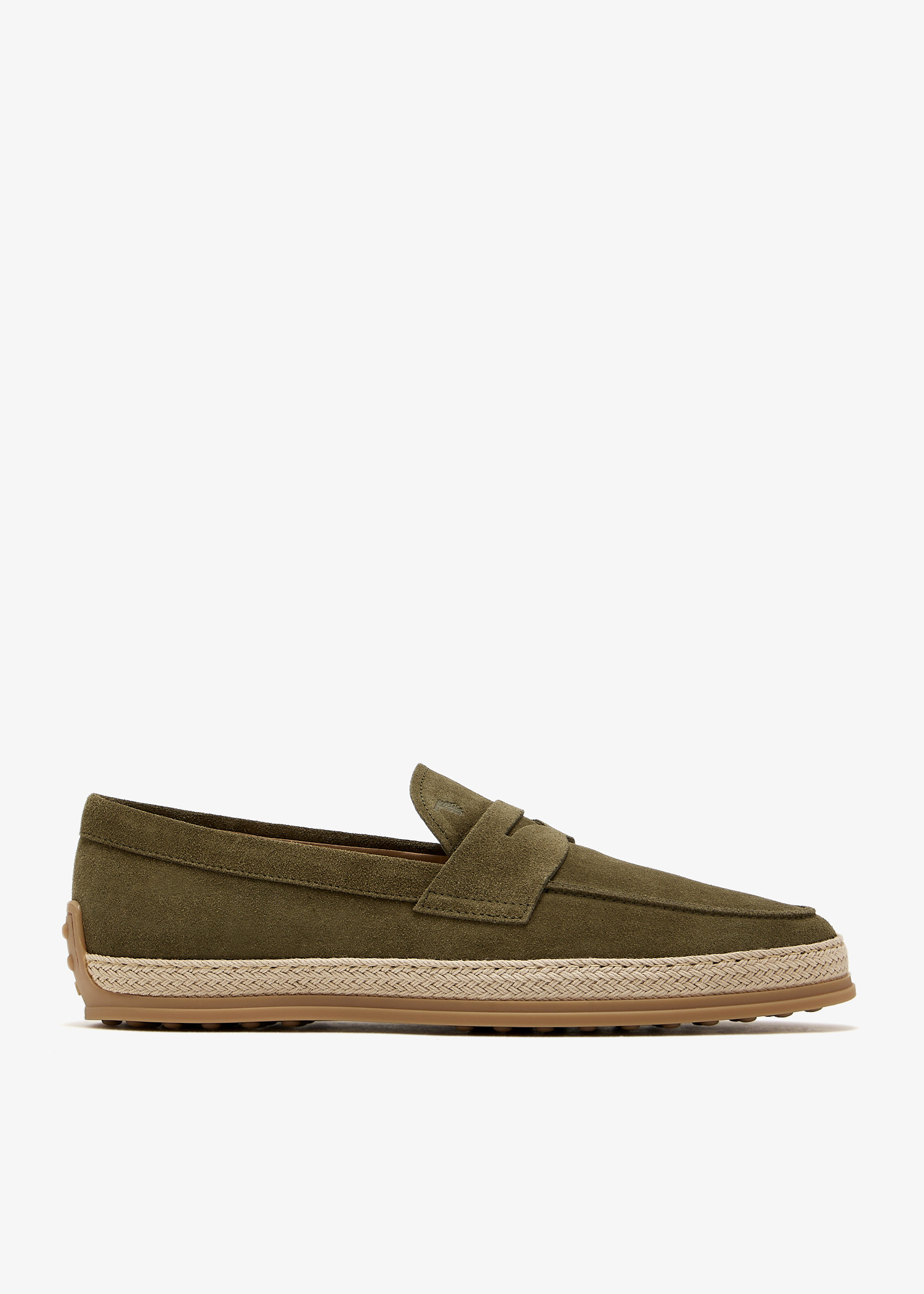 【関税&送料込み】Tod'S Calf Suede Loafers In Khaki Tod's Suede slip-on loafers for Men - Khaki in UAE | Level Shoes