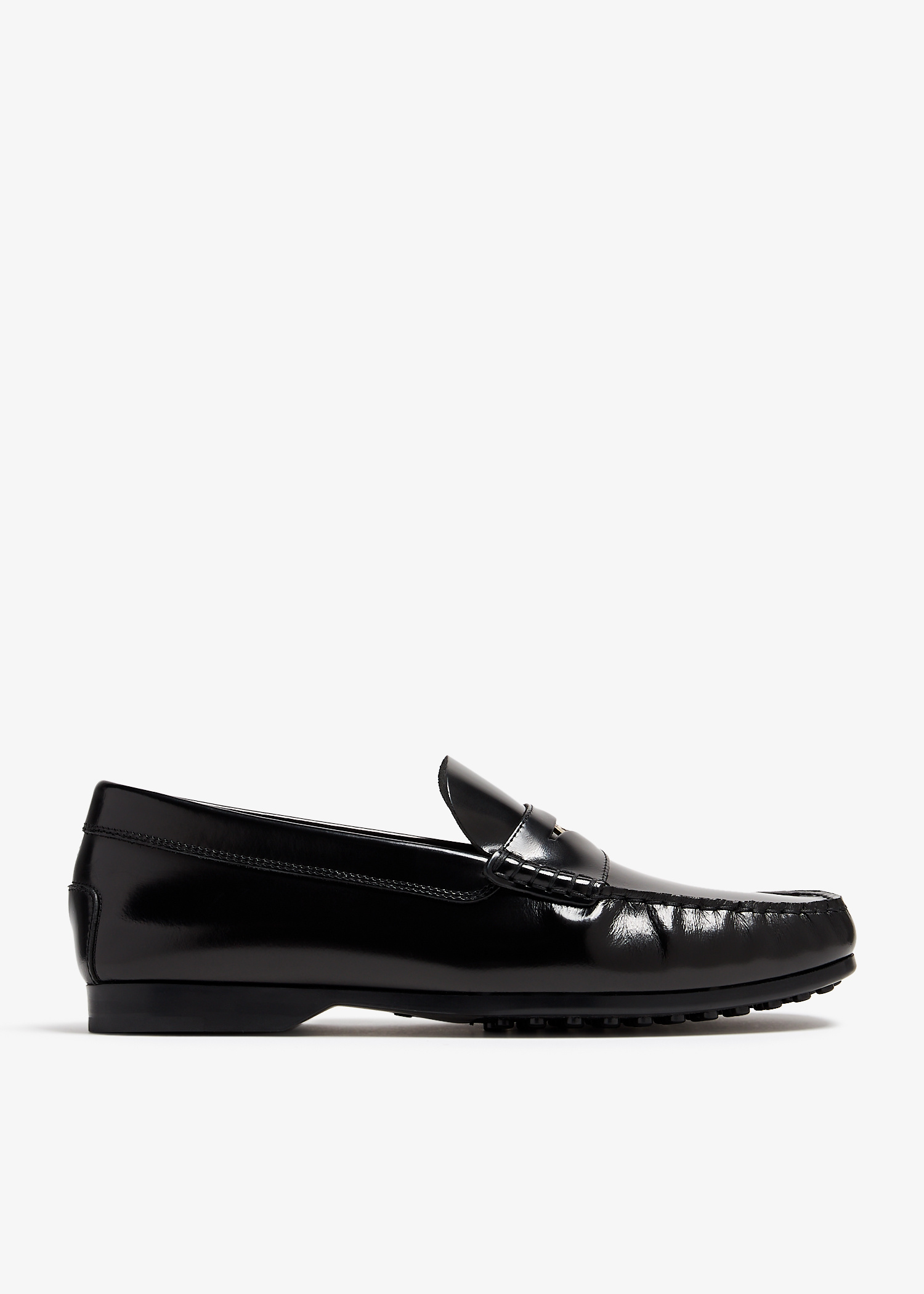 Tod\'s Brushed Penny-Strap Loafers in Black Leather Tod main image 2