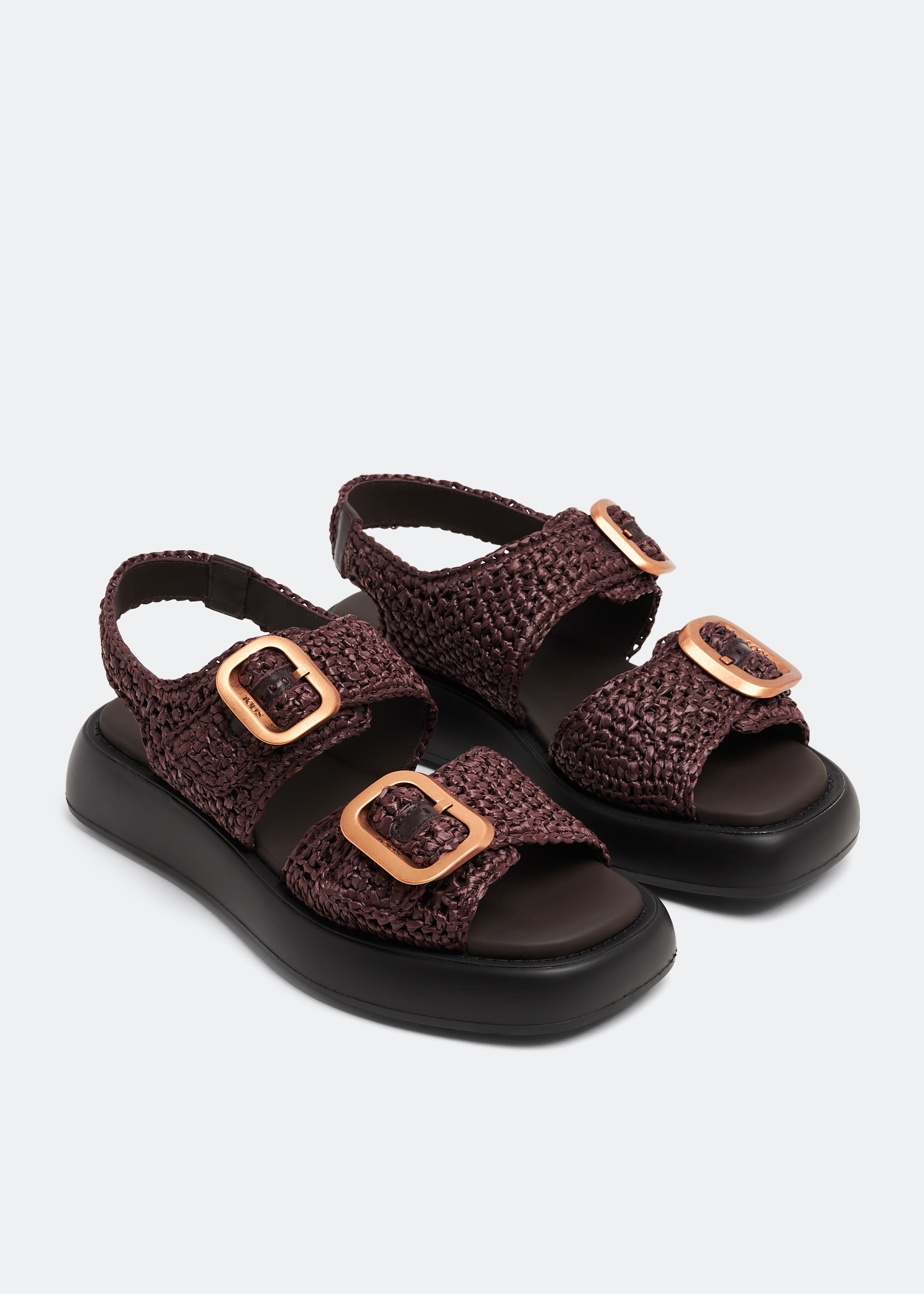 【TOD'S】 Raffia Sandals サンダル Tod's Raffia sandals for Women - Burgundy in UAE | Level Shoes