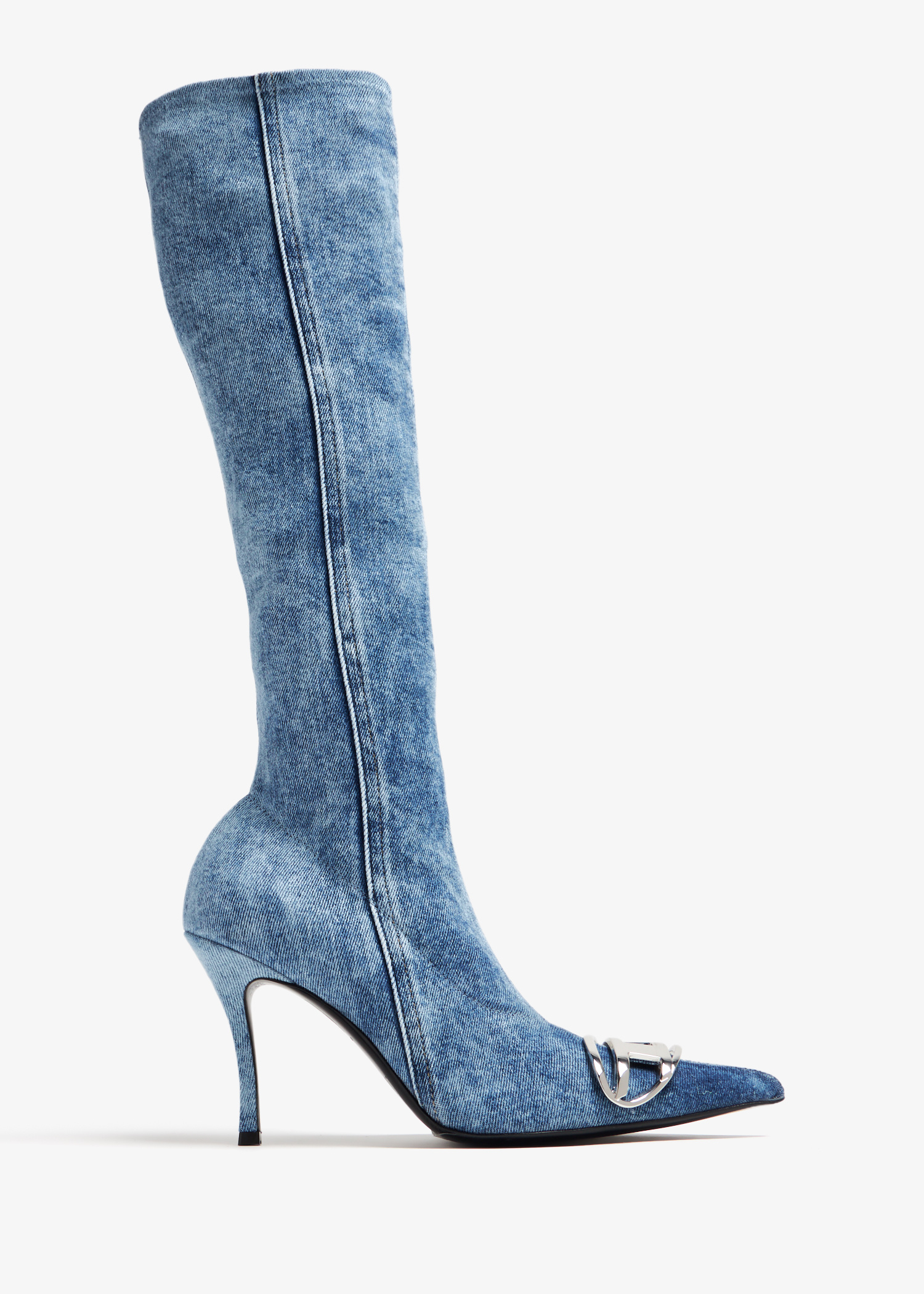 ★DIESEL★ Divinus Denim Long Boots Blue Y03088PS149H0167 Y0 Women's D-Woodstock-Over-the-knee boots in denim | Blue | Diesel
