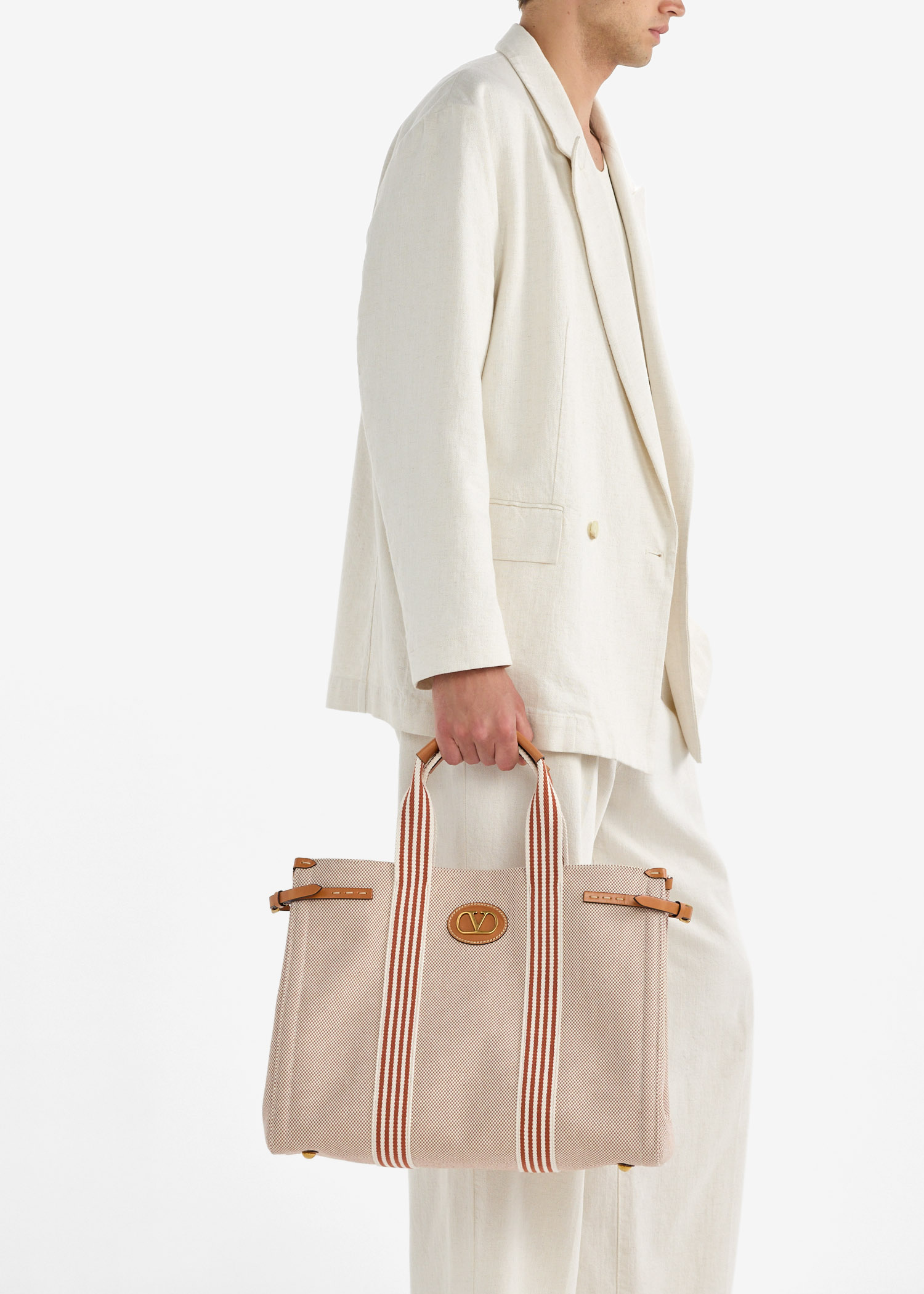 トートバッグ 25ss Valentino Garavani Two-Tone Canvas Antibes H Valentino Garavani Antibes tote bag for Men - Beige in UAE