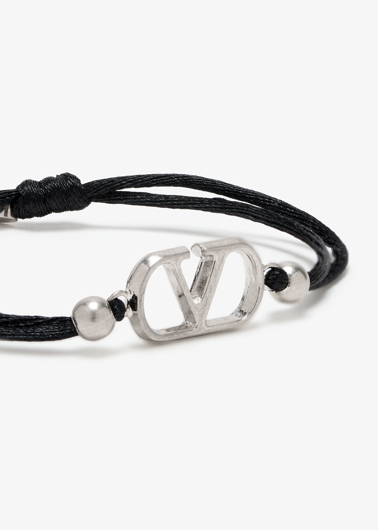 ブレスレット VALENTINO Black Silver V-Logo Bracelet J0M96 DTK 0NO Vlogo Signature Cotton Bracelet for Man in Black | Valentino US