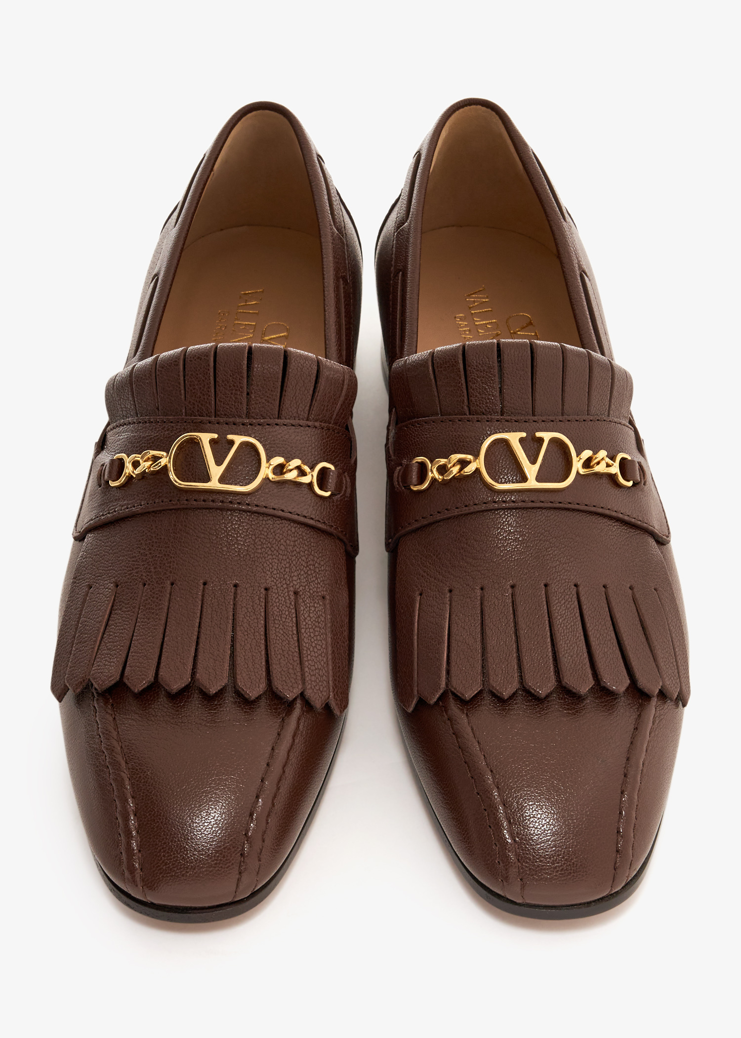 【関税&送料込】Valentino Garavani Caramel Leather Vlogo Mul Valentino Garavani VLogo Signature tassel loafers for Men