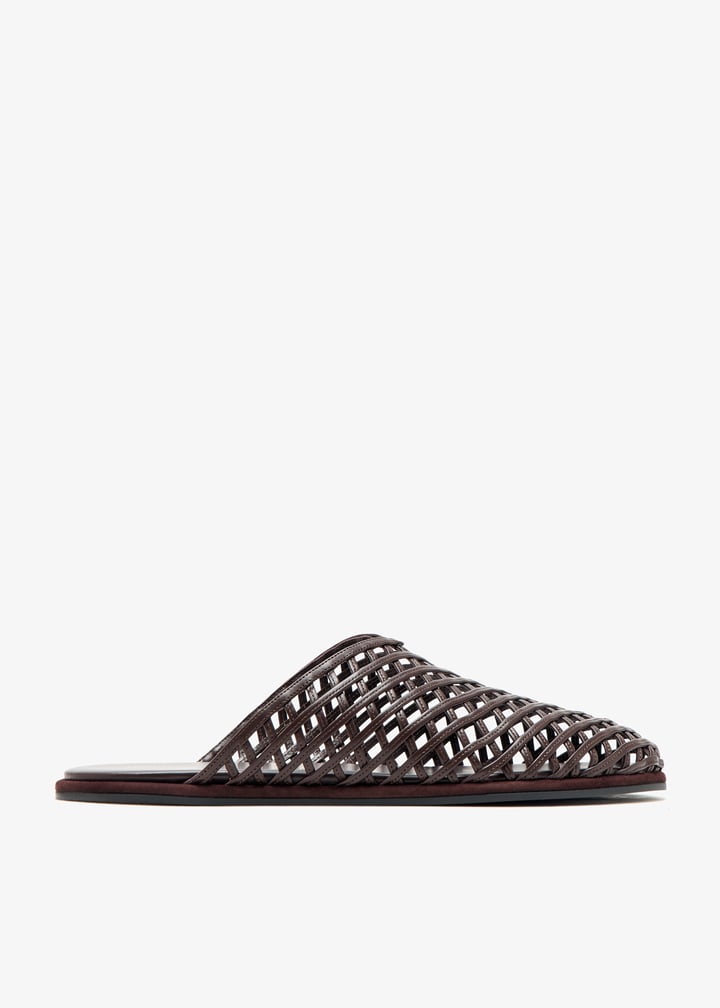 サンダル・ミュール NEOUS Two-tone fabric and leather Octans sandals Neous Two-tone Fabric And Leather Octans Sandals In Black