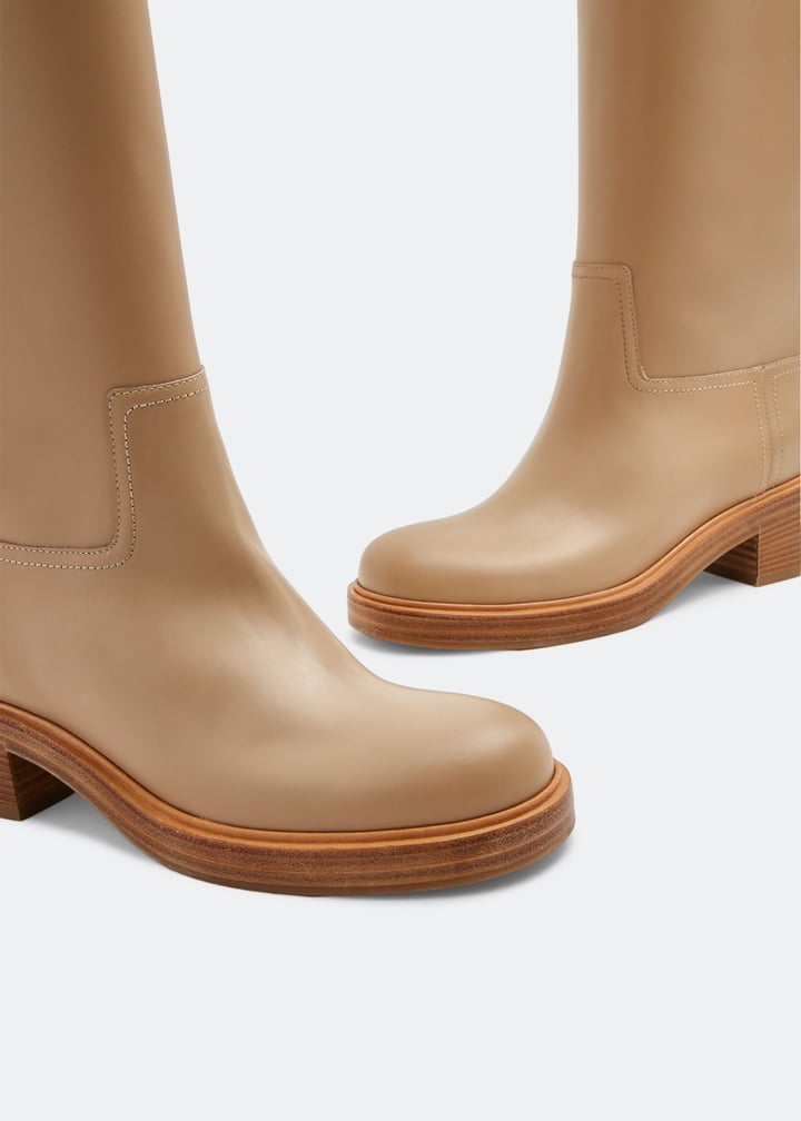 Ferragamo Vara chain knee-high boots for Women - Beige in UAE