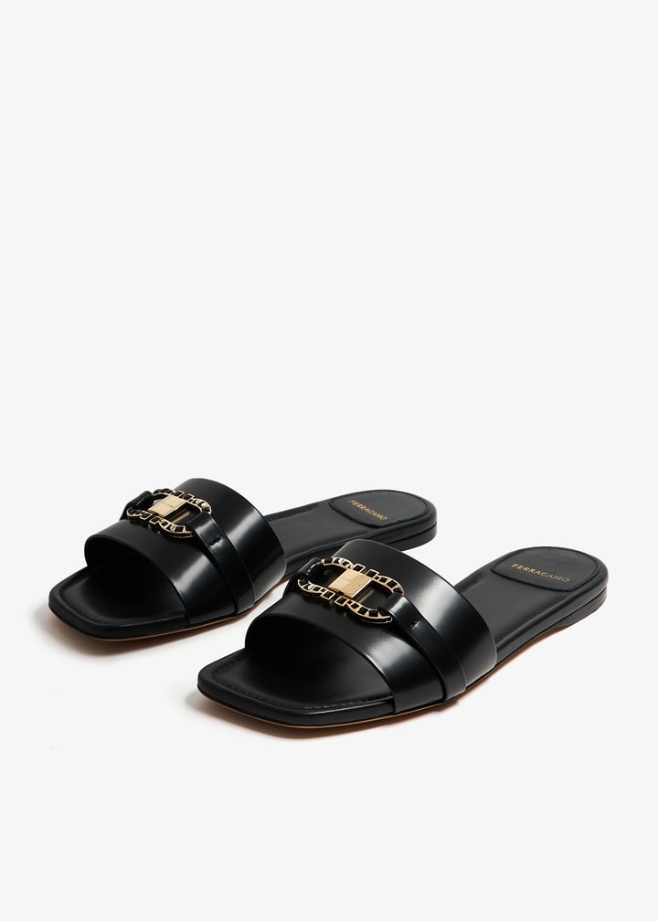 Ferragamo Leah crystal sandals for Women - Black in UAE