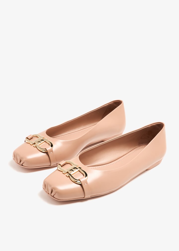Ferragamo Gancini ornament ballerinas for Women - Beige in