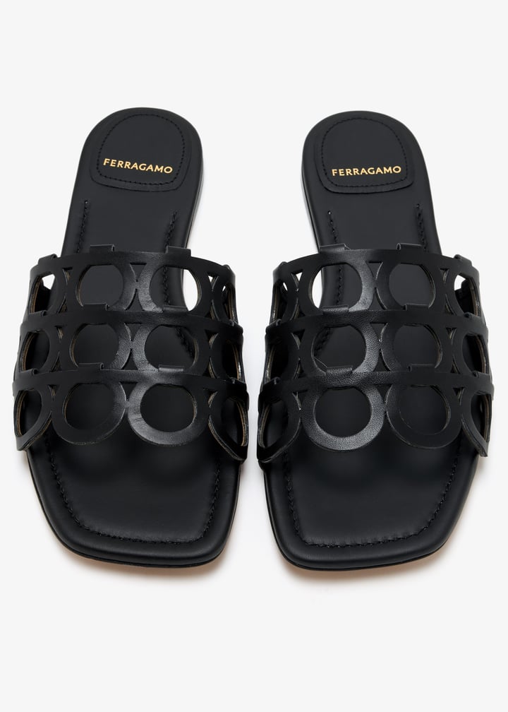 ★FERRAGAMO★ Casual Gancini Slide Black 01E565758084 01E565 Ferragamo Salvatore Ferragamo Ladies Black Leather Rhodes