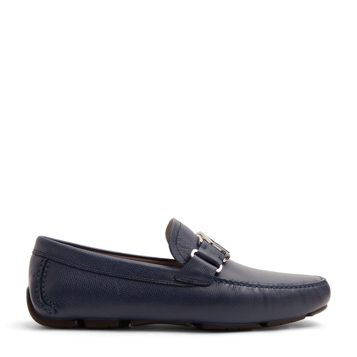 Ferragamo Peter Leather Loafer, Blue Ferragamo Peter Drivers – NYC Designer Outlet main image 4