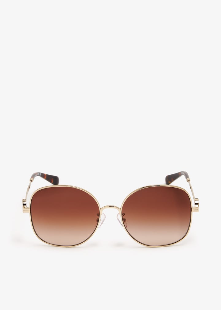 Tory Burch Miller metal round sunglasses for Women - Gold in  display picture 1