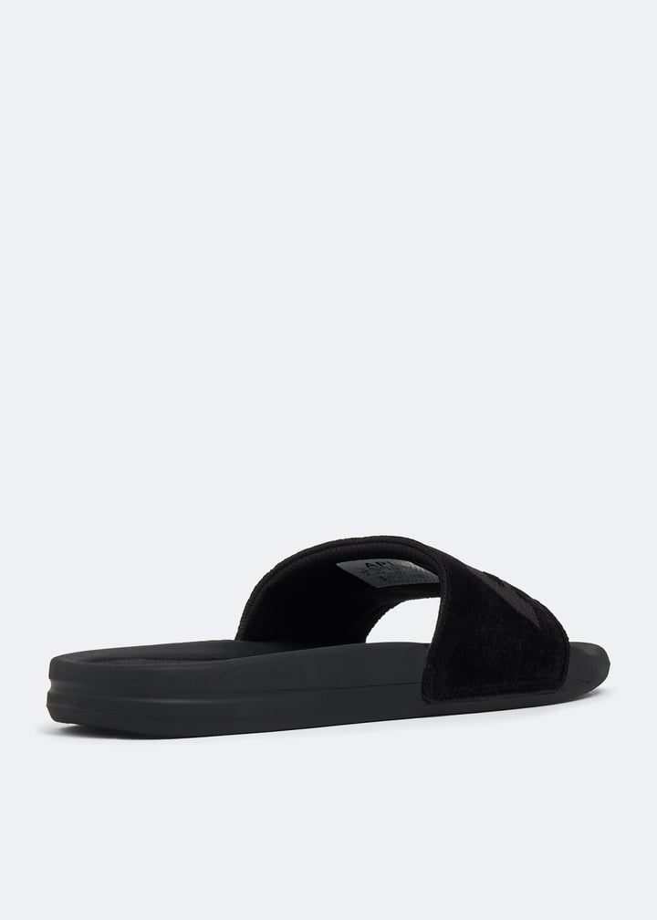 APL TechLoom velvet slides for Men - Black in USA | Level Shoes display picture 1