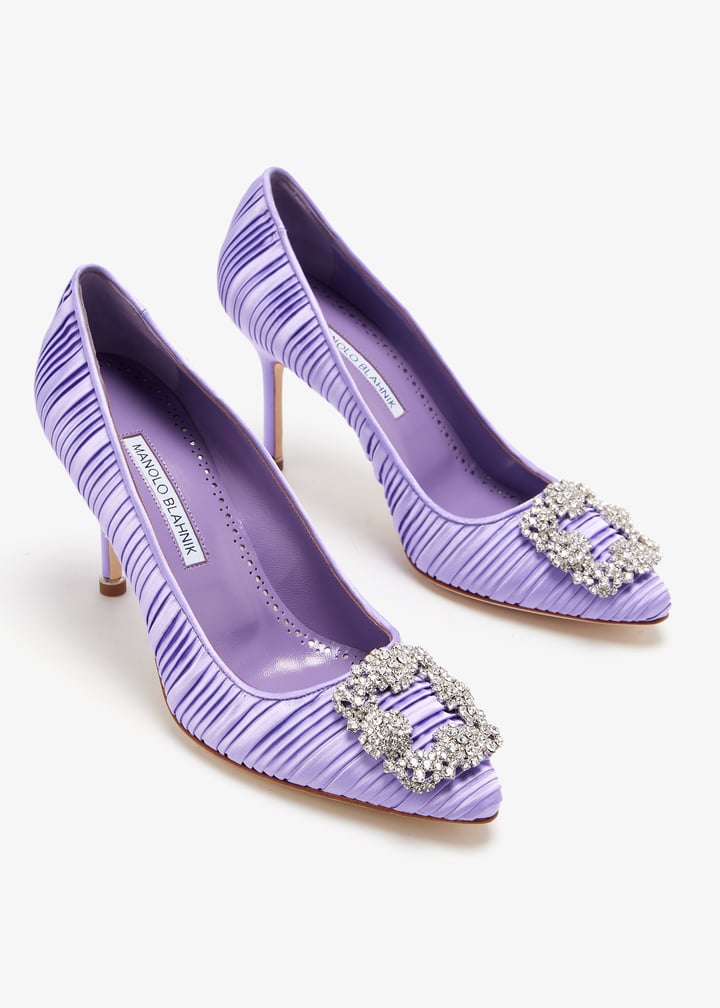 Manolo Blahnik Hangisi satin pumps for Women - Purple in UAE