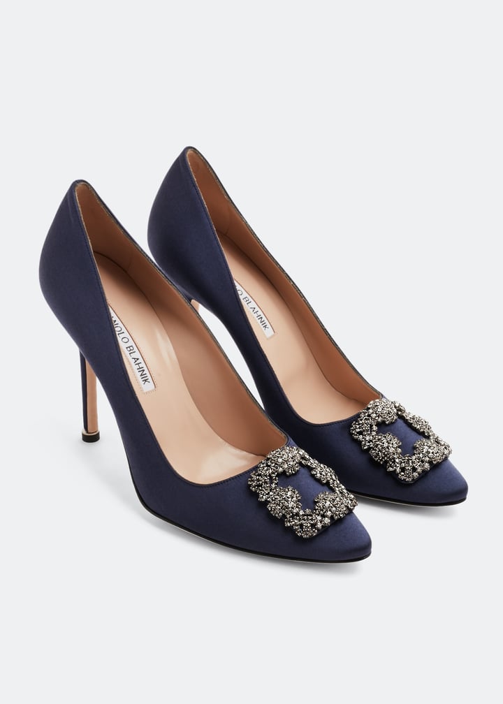 Manolo Blahnik Hangisi satin pumps for Women - Blue in UAE