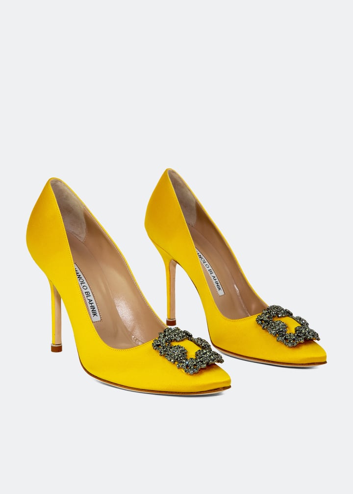 Manolo Blahnik Hangisi satin pumps for Women - Yellow in UAE
