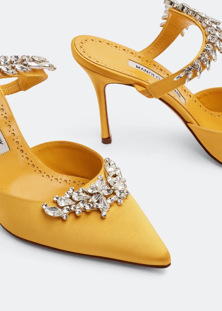 Manolo Blahnik Lurum satin mules for Women Yellow in Oman