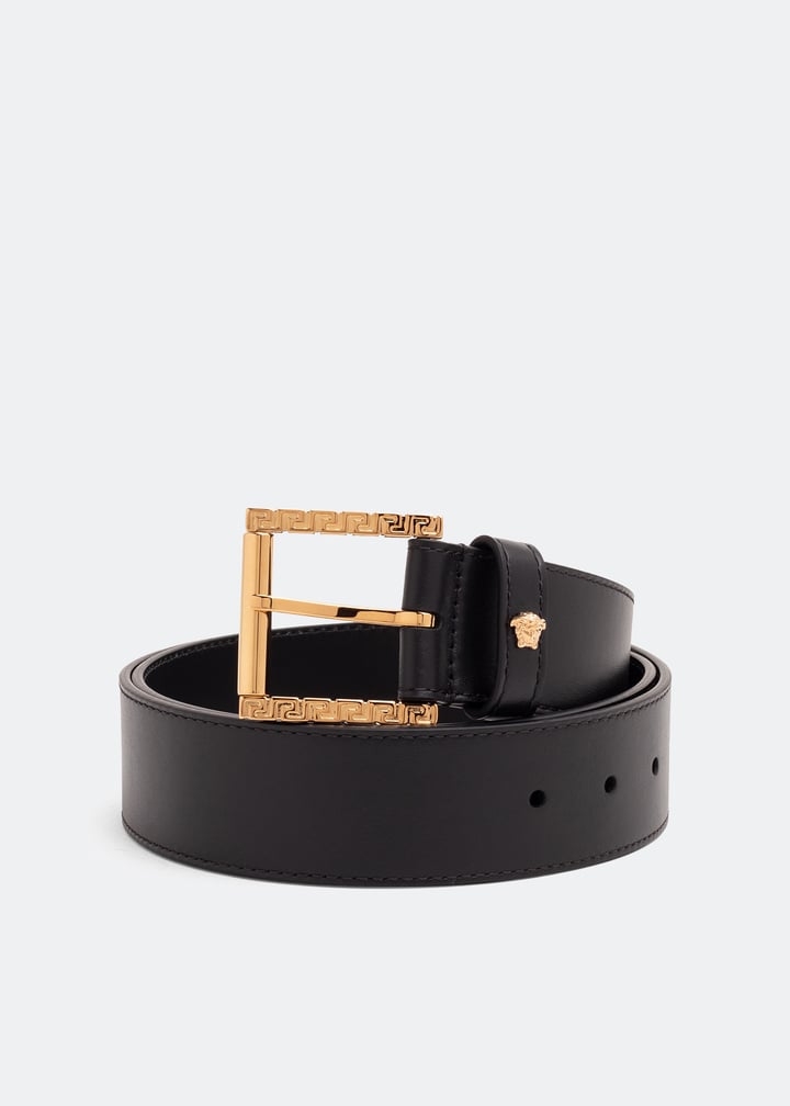 Versace Greca 黑色皮革腰带| Level Shoes 阿联酋站