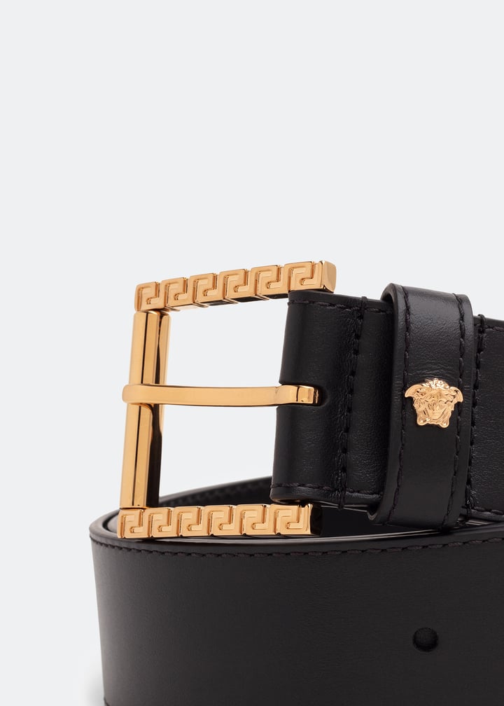 Versace Greca 黑色皮革腰带| Level Shoes 阿联酋站