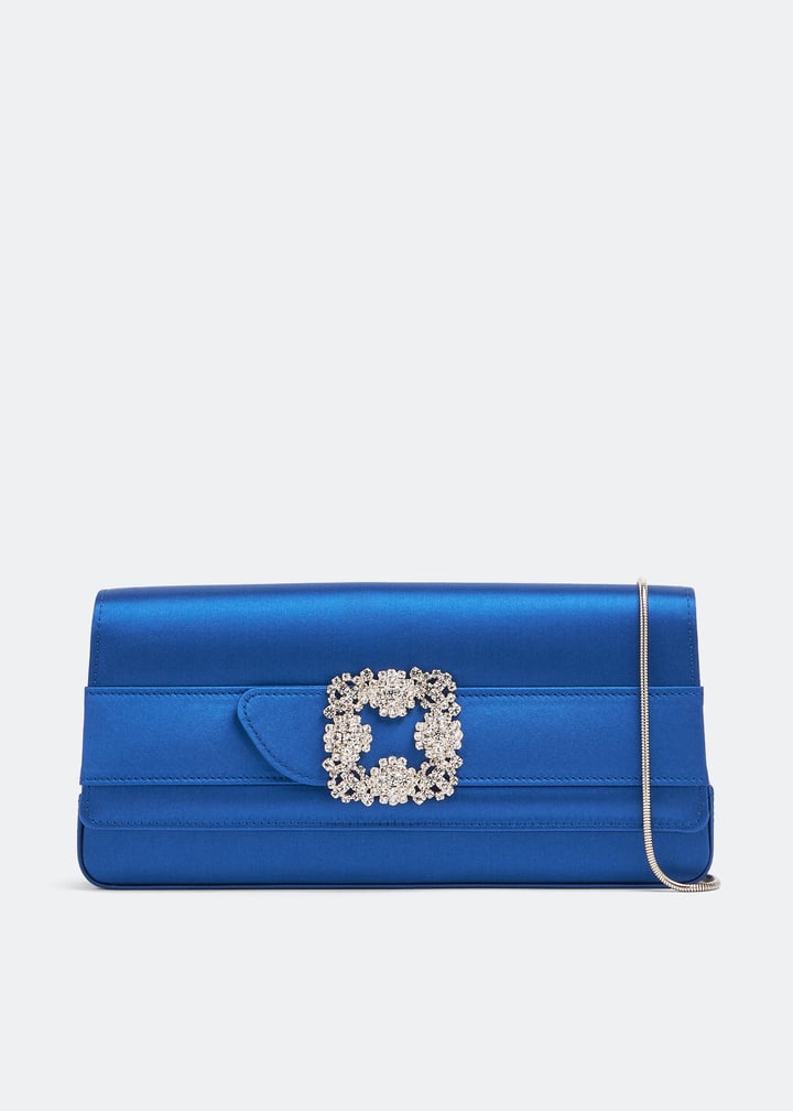 Manolo Blahnik Gothisi satin clutch for Women - Blue in UAE