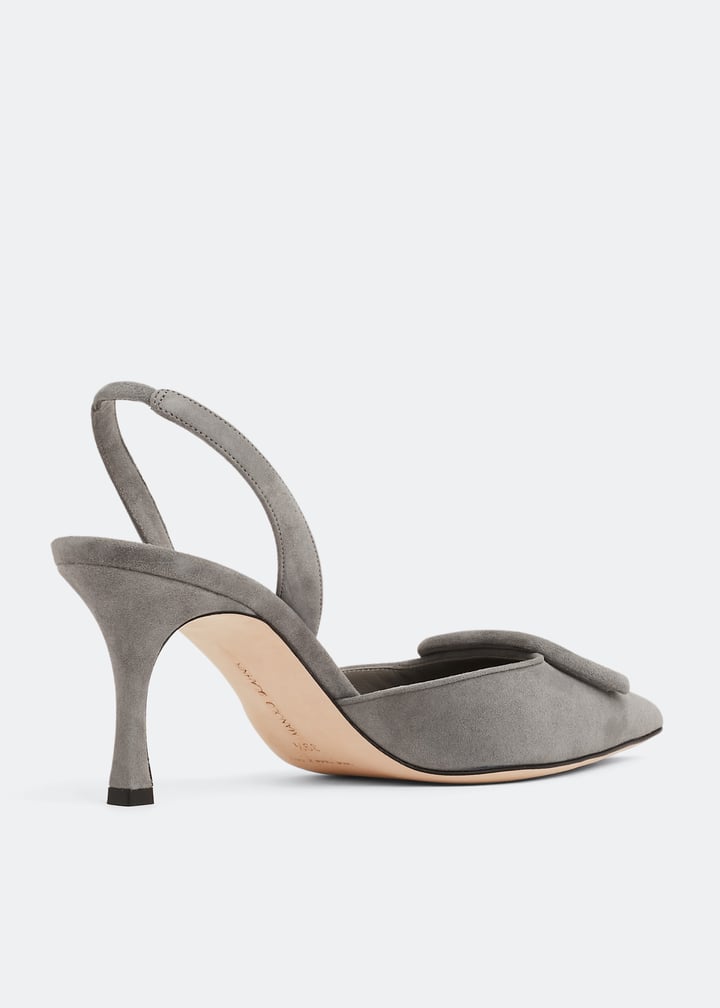 靴 MANOLO BLAHNIK MAYSLI 37 MAYSLI | Light Beige Suede Slingback Pumps | Manolo Blahnik