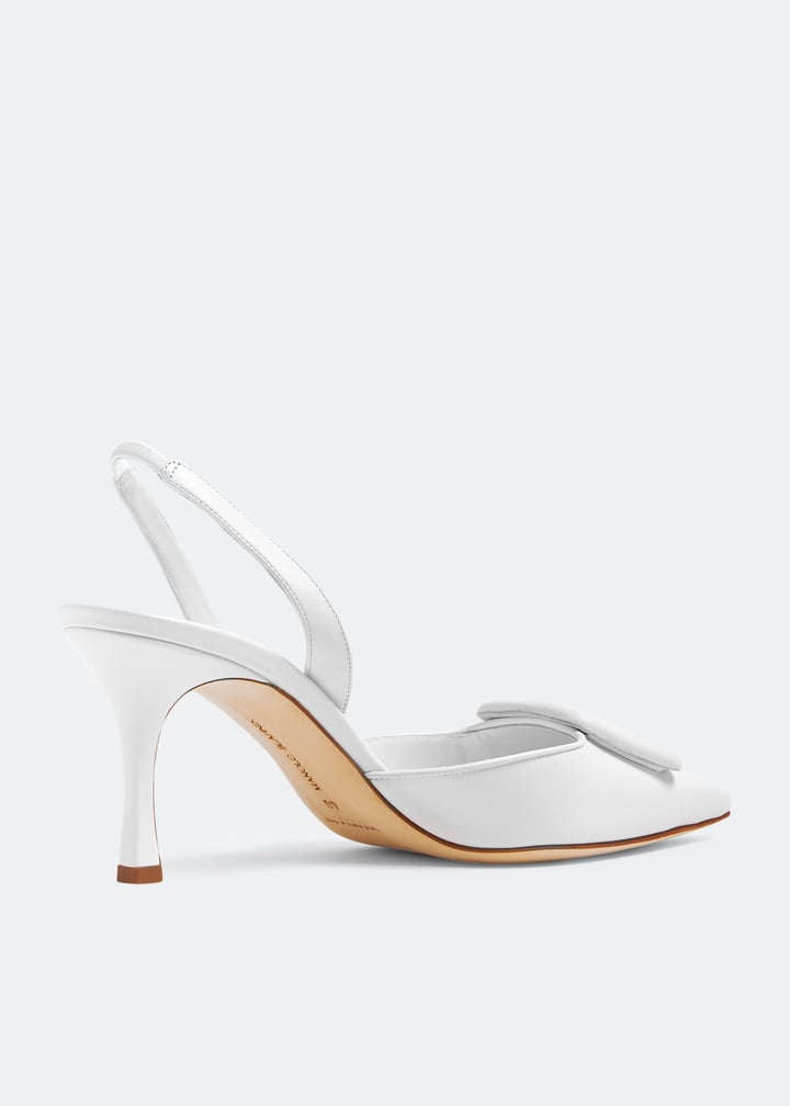 靴 MANOLO BLAHNIK MAYSLI 37 MAYSLI | Black Nappa Leather Slingback Pumps | Manolo Blahnik