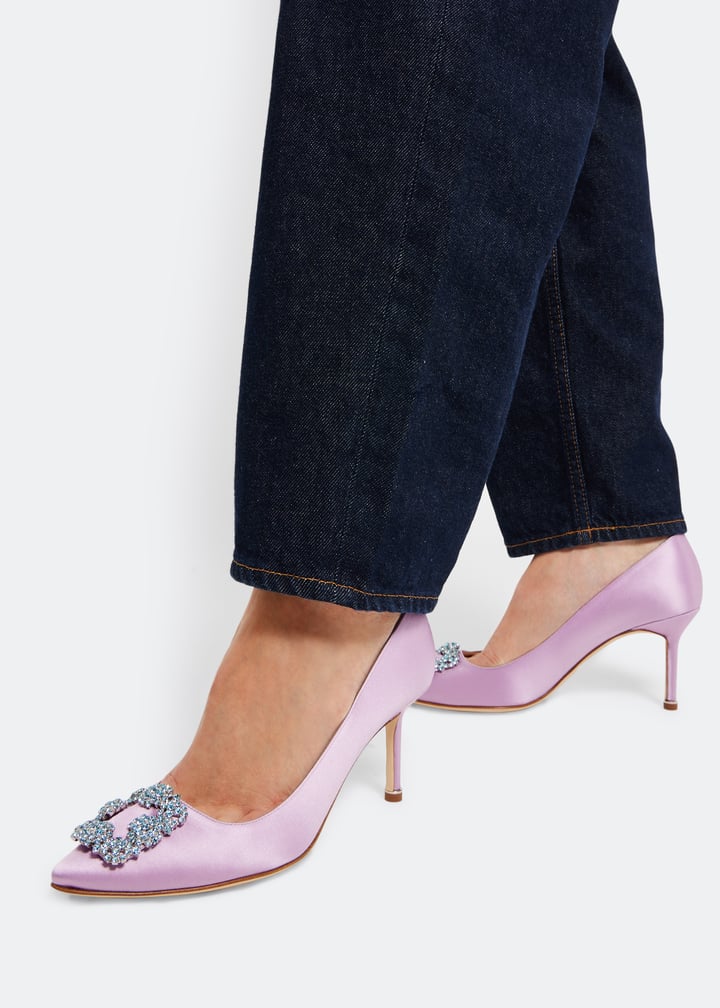 Manolo Blahnik Hangisi satin pumps for Women - Purple in UAE