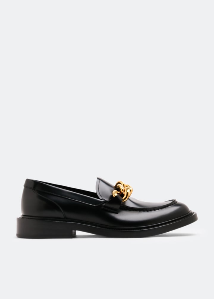 Versace Chain leather loafers for Men Black in Kuwait Level Shoes
