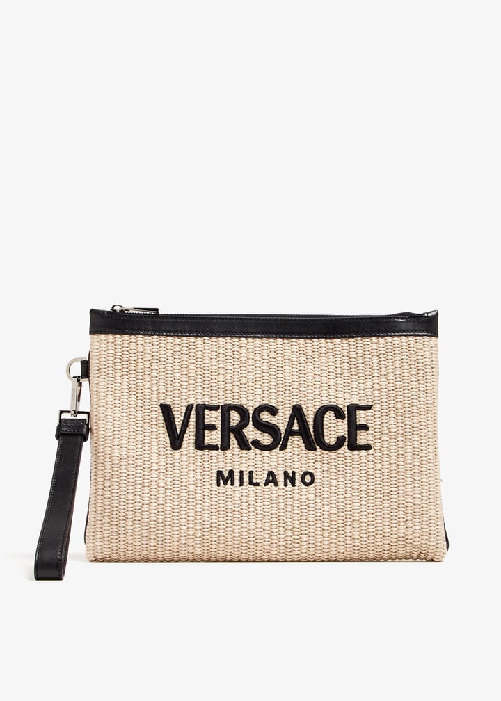 Versace Milano raffia pouch for Men - Beige in KSA | Level Shoes