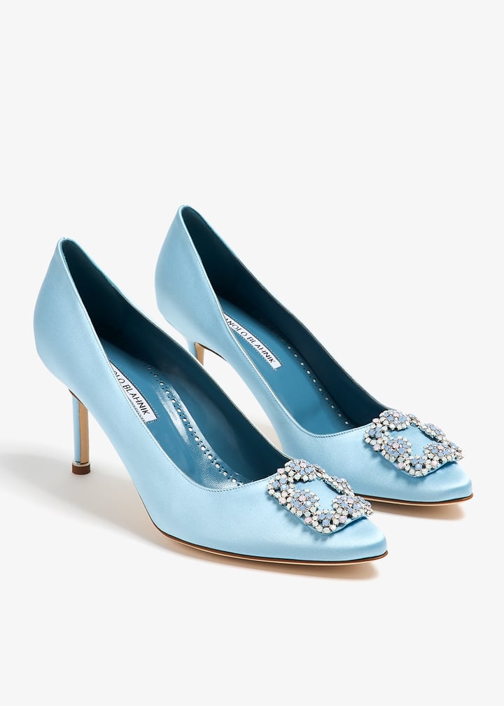 Manolo Blahnik Hangisi Opal satin pumps for Women Blue in