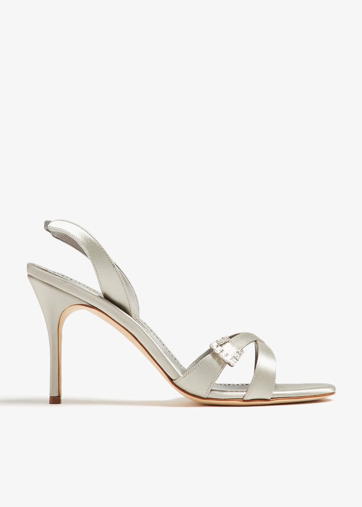 シューズ・サンダルその他 MANOLO BLAHNIK Woman Pumps Grey 4241928 0334 Manolo Blahnik Silver Heels With Crystal Embellishments