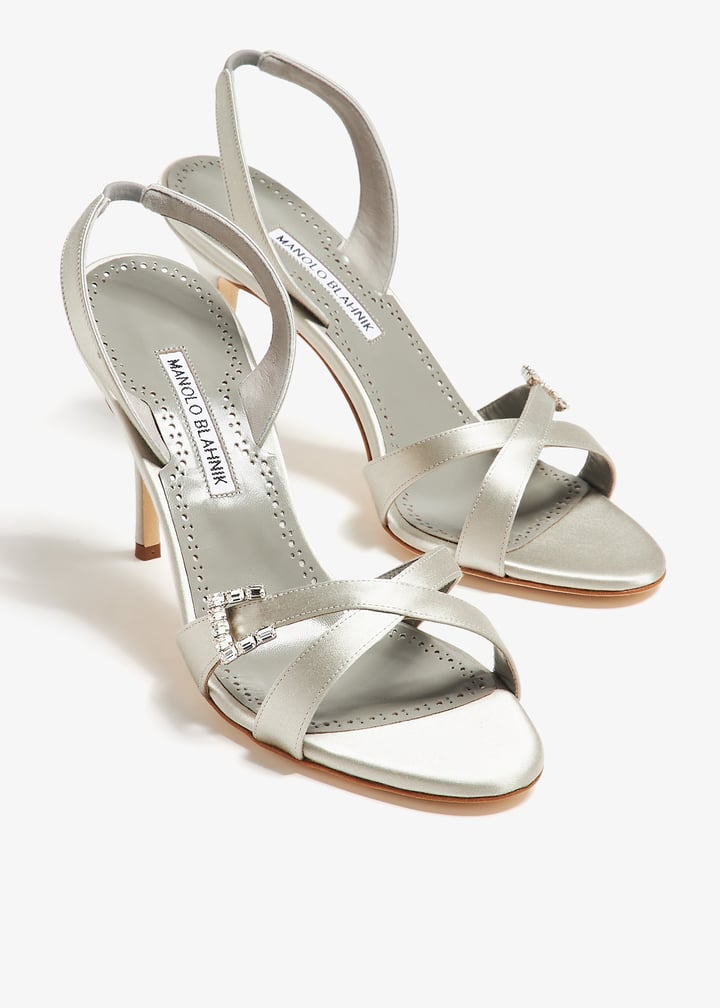 シューズ・サンダルその他 MANOLO BLAHNIK Woman Pumps Grey 4241928 0334 Manolo Blahnik Silver Heels With Crystal Embellishments