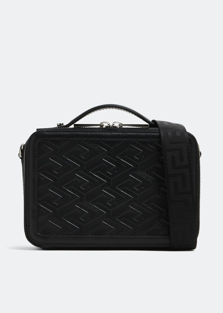 Versace La Greca Signature messenger bag for Men - Black in Versace La Greca Signature messenger bag for Men - Black in