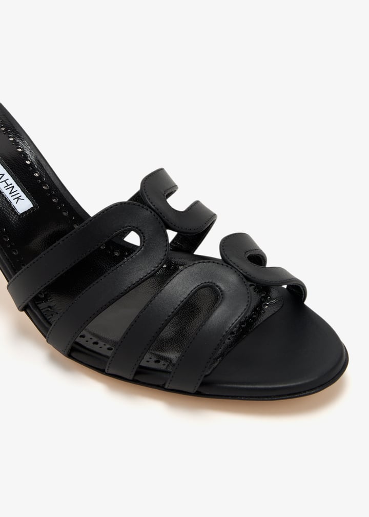 上品【Manolo Blahnik/マノロブラニク】Ahwak 50 leather mules Manolo Blahnik Ahwak Caged Leather Mule Sandals | Neiman Marcus