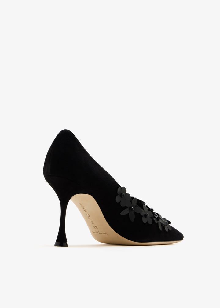 MANOLO BLAHNIK スエードミュール　36.5 MANOLO BLAHNIK Khiko 90 suede slingback sandals | NET-A-PORTER