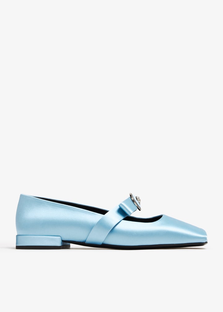 Versace Gianni Ribbon open ballerinas for Women - Blue in