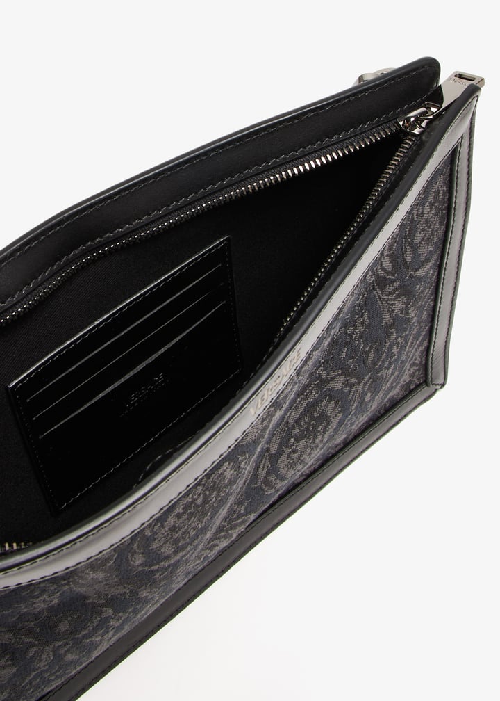 Versace★素敵！Fabric Barocco Jacquard Black Pouch Barocco Jacquard Pouch | VERSACE