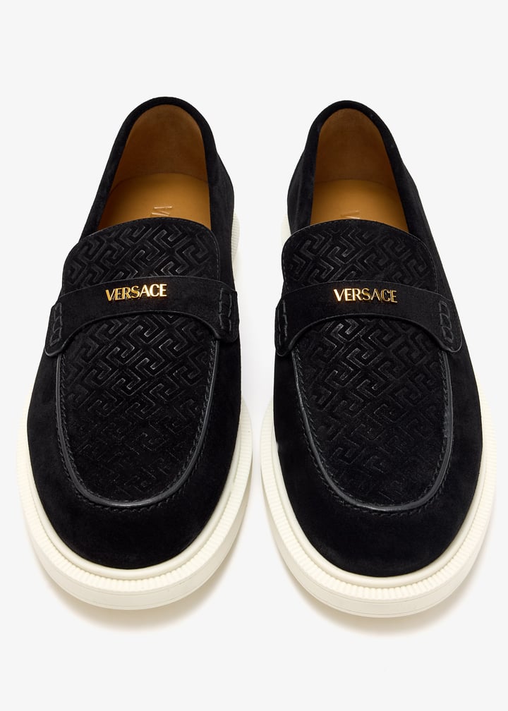 【関税込み】Versace ブラック Giuliano ローファー クロコ型押し メドゥーサ '95 ローファー ブラック,ゴールド