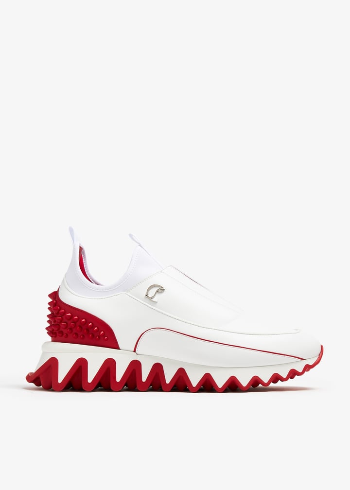 Christian Louboutin SHARKYLOUB SP Spikes Flat Leather Sneakers Shoes Mens Sharkyloub SP Spikes - Sneakers - Calf leather, neoprene and  main image 4