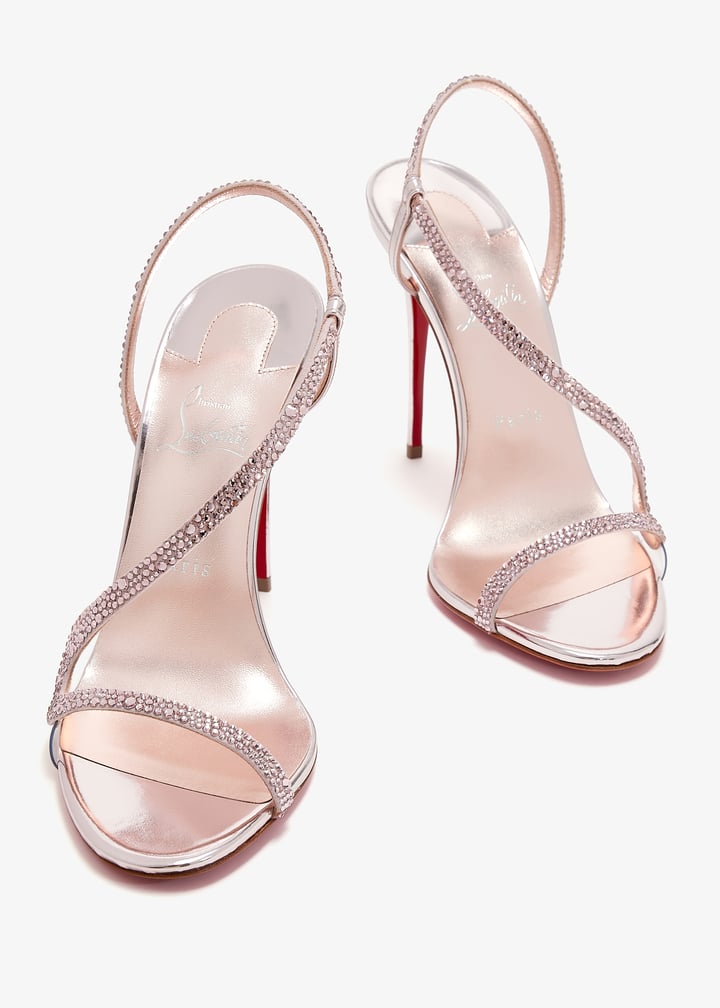 海外希少【Christian Louboutin】ロザリー サンダル ピンク Rosalie Strass - 100 mm Sandals - Suede and laminated calf