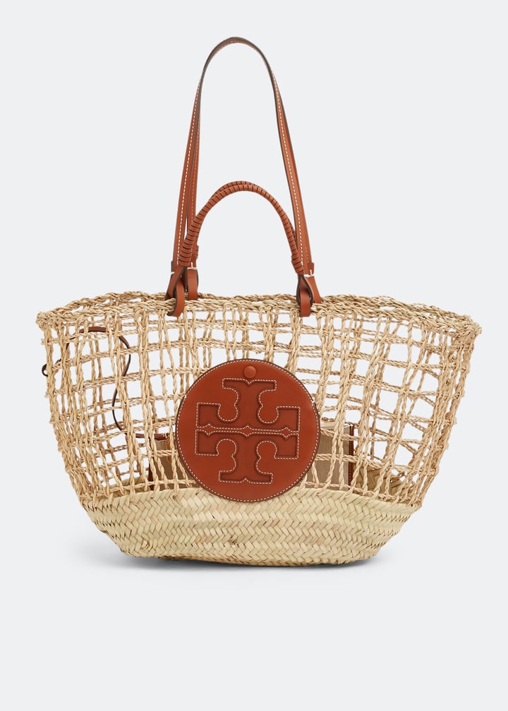 ★TORY BURCH★ Ella Straw Box Weave かごバッグ【完売前に】 Ella Striped Straw Basket Tote: Women's Designer Tote Bags