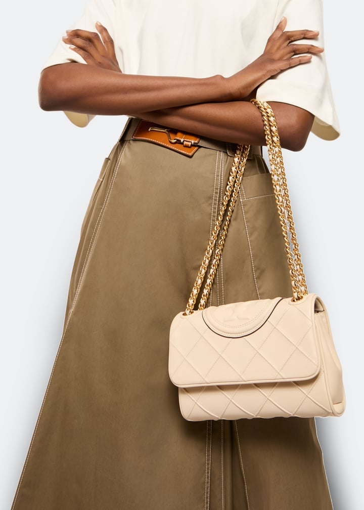トートバッグ TORY BURCH Beige Leather Fleming Crossbody Bag Fleming Soft Crossbody Bag: Women's Designer Crossbody Bags