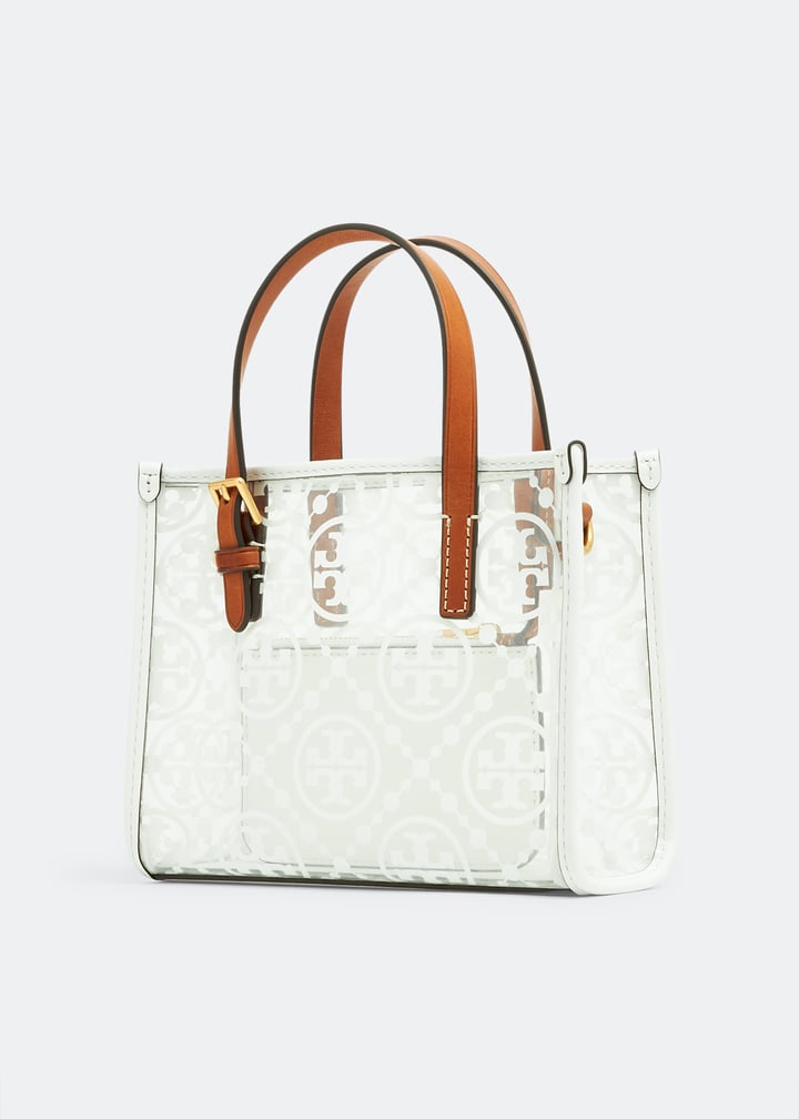 Tory Burch Mini T Monogram clear tote bag for Women - White