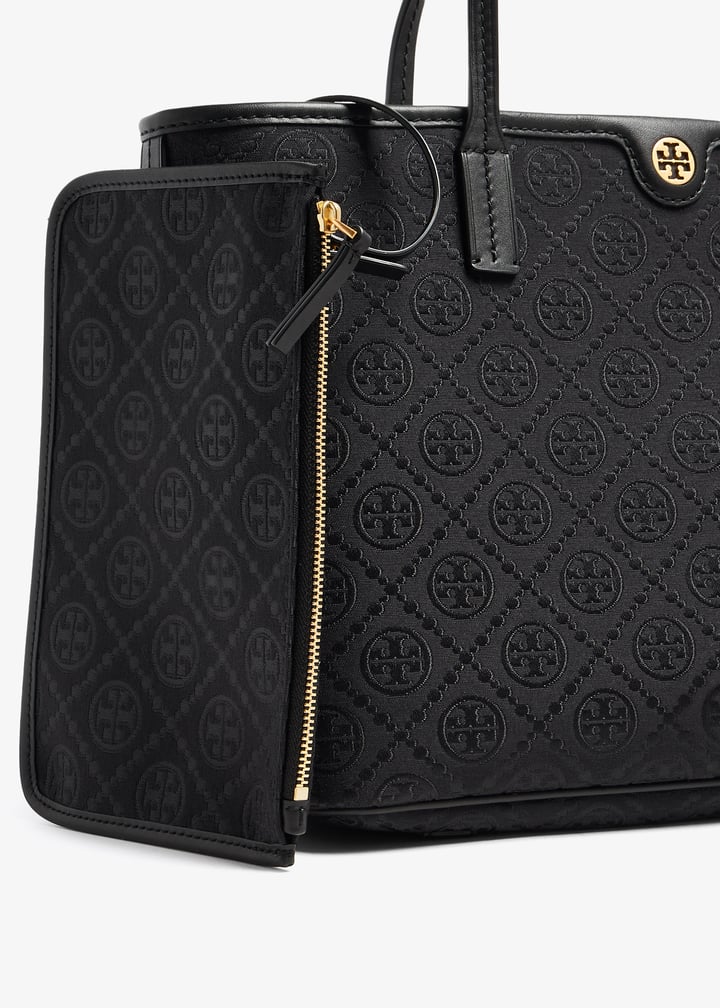 Tory Burch T Monogram small zip tote bag for Women - Black