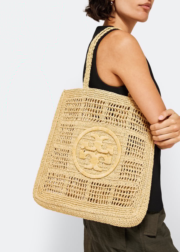 Tory Burch Ella hand-crocheted tote bag for Women - Beige in